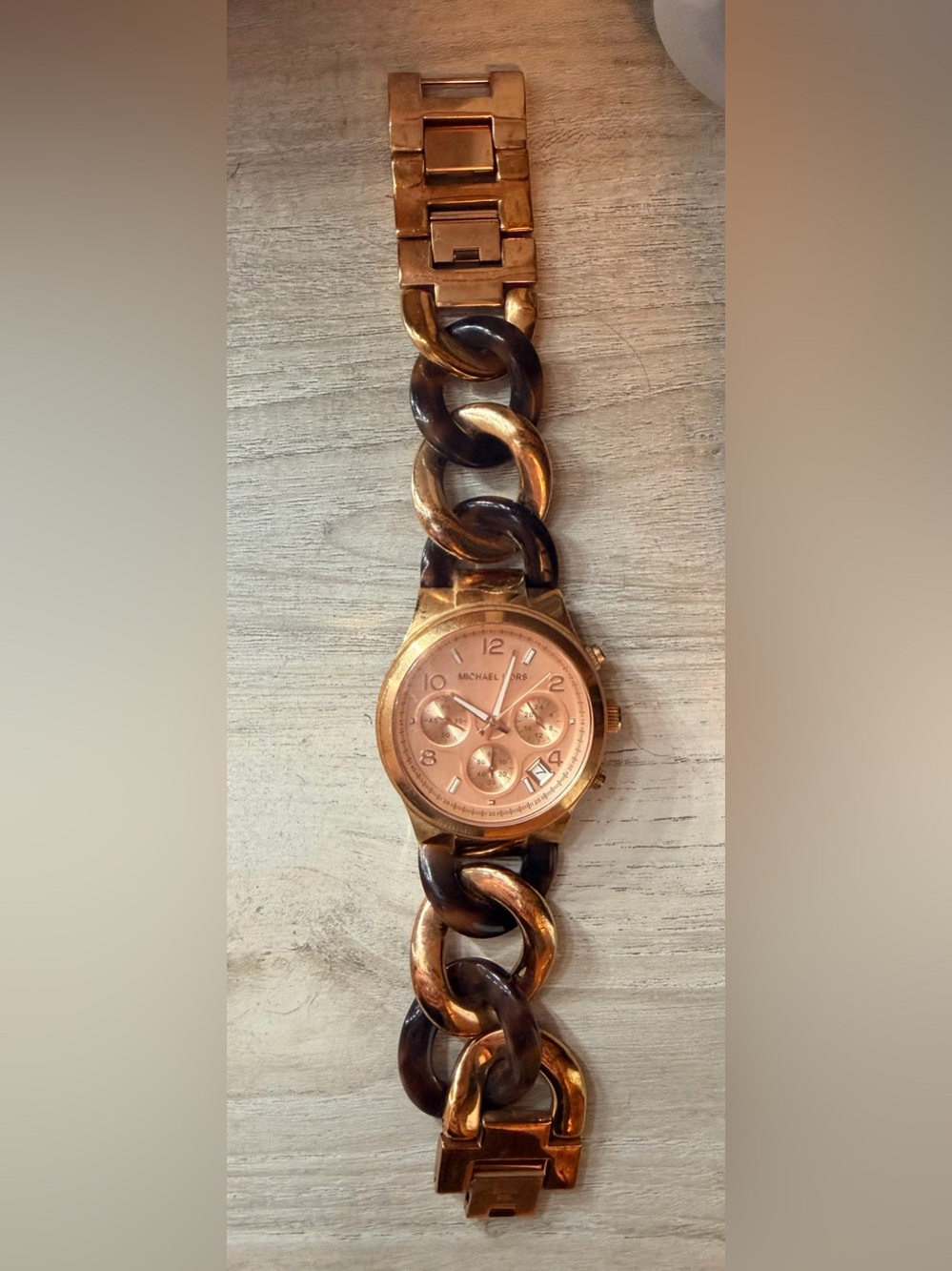 Michael Kors Rose Gold/Brown Chain-Link Watch